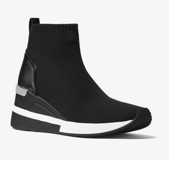 Michael Kors Skyler sock booties black wedges booties - Picture 2 of 10